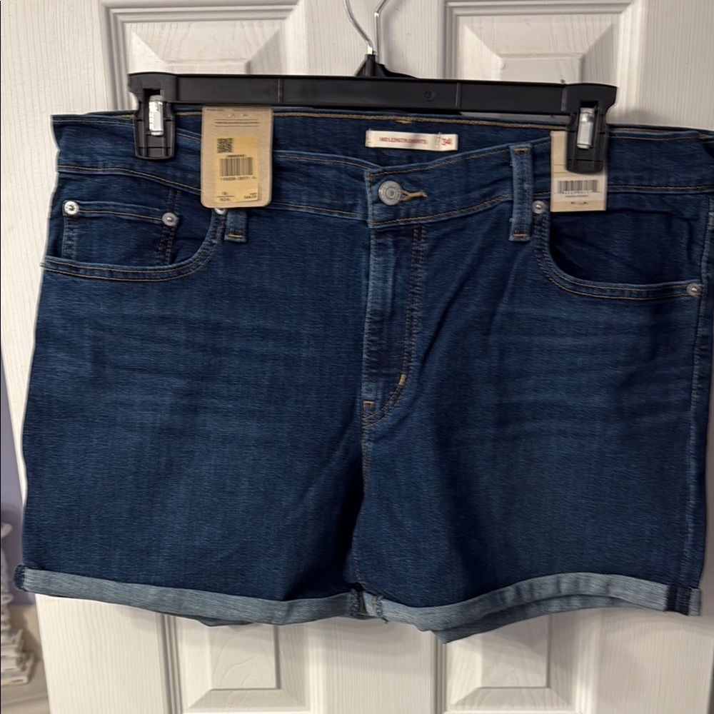 Levi's Mid-Length Dark Blue Jean Shorts